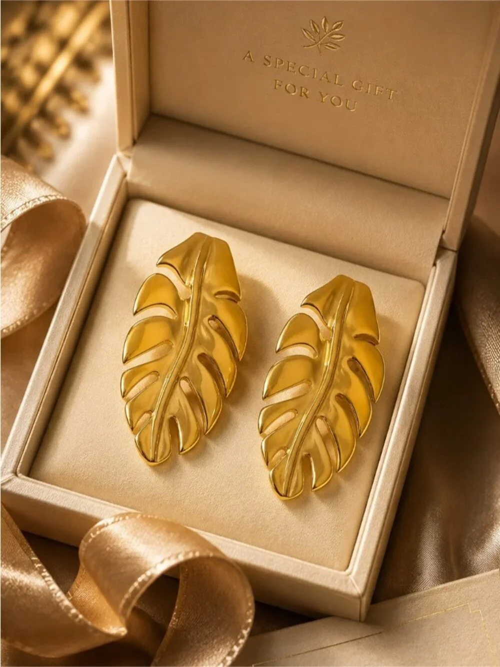 Gold tone Leaf Drop Earrings - Women's Fashion Jewelry
